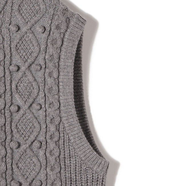 SHIPS for women「SHIPS Primary Navy Label:〈手洗い可能〉PON PON ケーブル ベスト」|ベスト・ジレ|