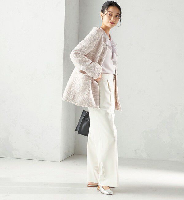 SHIPS for women「トライスピン 杢 ツイード カラーレス ジャケット（セレモニー対応可）」|ノーカラージャケット|