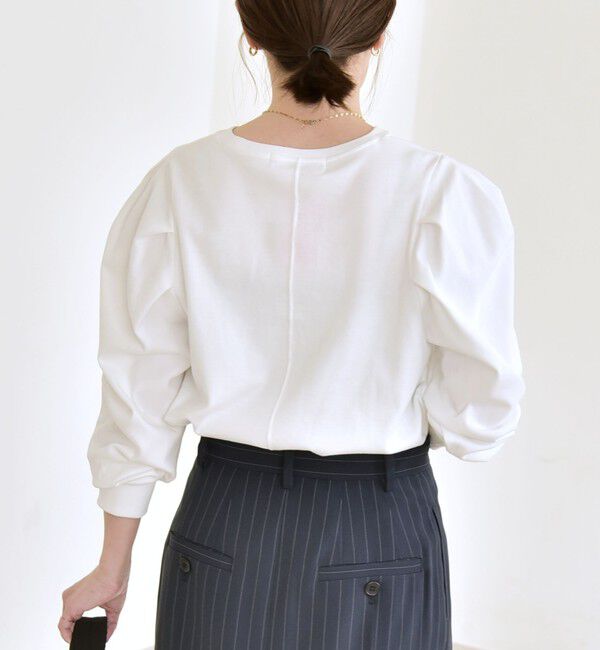 quaranciel「quaranciel:〈洗濯機可能〉パワーショルダー クルーネック プルオーバー」|Tシャツ・カットソー|