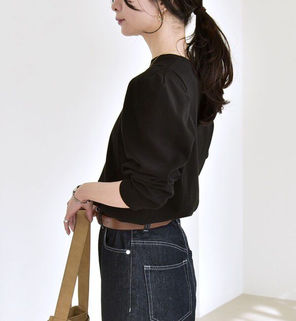 quaranciel「quaranciel:〈洗濯機可能〉パワーショルダー クルーネック プルオーバー」|Tシャツ・カットソー|