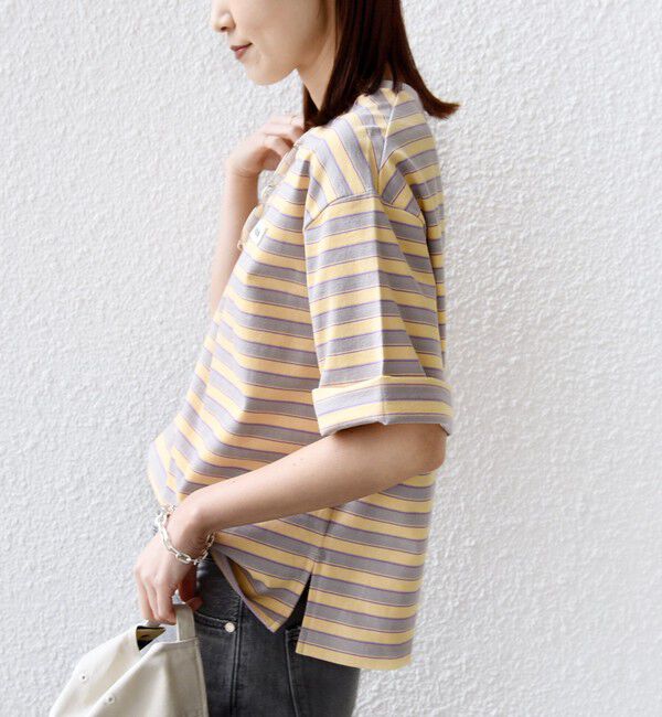 SHIPS for women「《予約》【WEB限定】マルチ ボーダー 5分袖 TEE」|Tシャツ・カットソー|