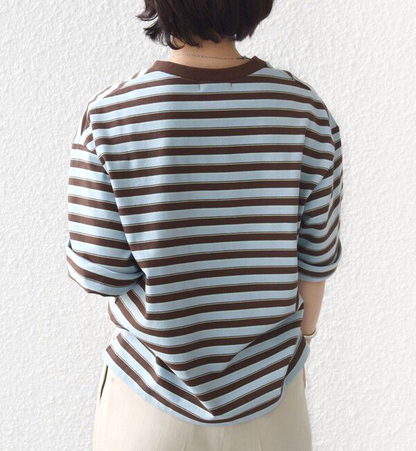 SHIPS for women「《予約》【WEB限定】マルチ ボーダー 5分袖 TEE」|Tシャツ・カットソー|