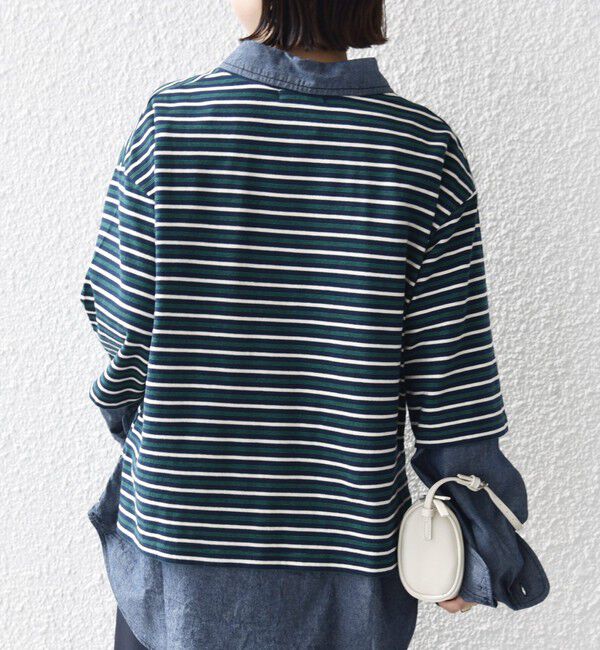 SHIPS for women「《予約》【WEB限定】マルチ ボーダー 5分袖 TEE」|Tシャツ・カットソー|