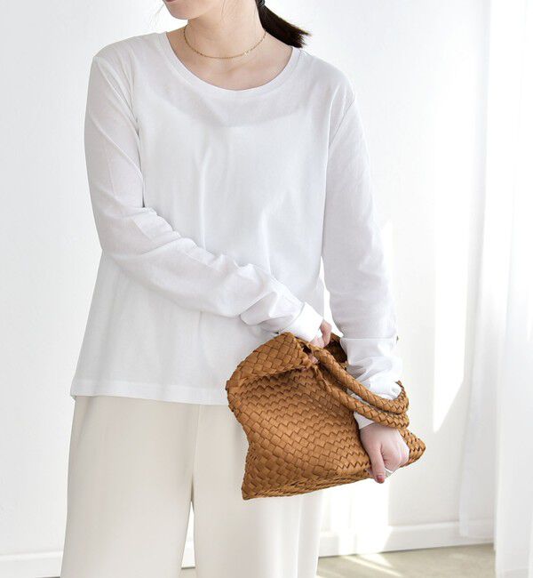 quaranciel「《予約》quaranciel:〈手洗い可能〉コットン シアー クルーネック ロンTEE」|Tシャツ・カットソー|