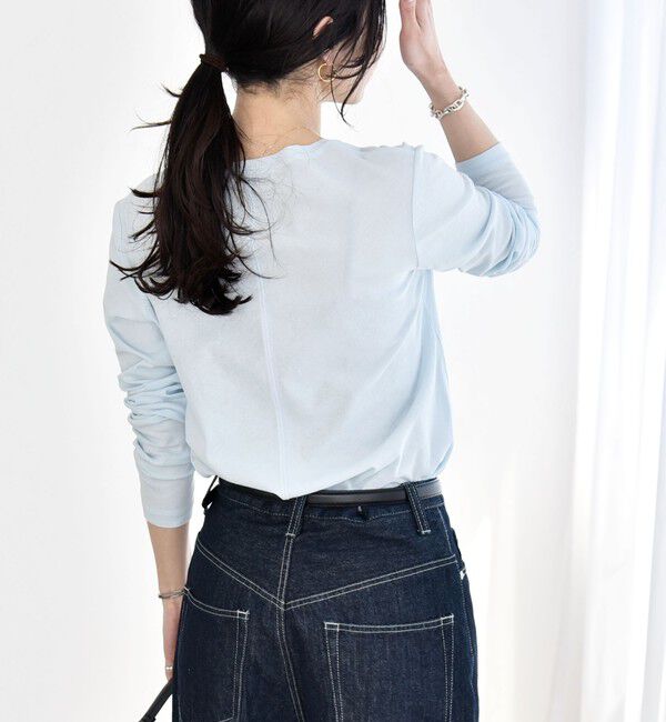 quaranciel「《予約》quaranciel:〈手洗い可能〉コットン シアー クルーネック ロンTEE」|Tシャツ・カットソー|