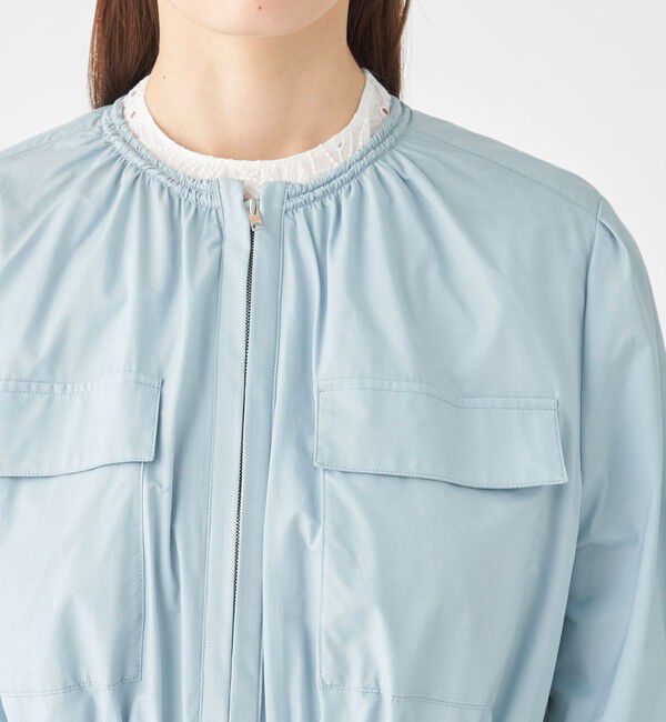 Ballsey「ライトタフタ ジップアップロングコート」|ノーカラーコート|