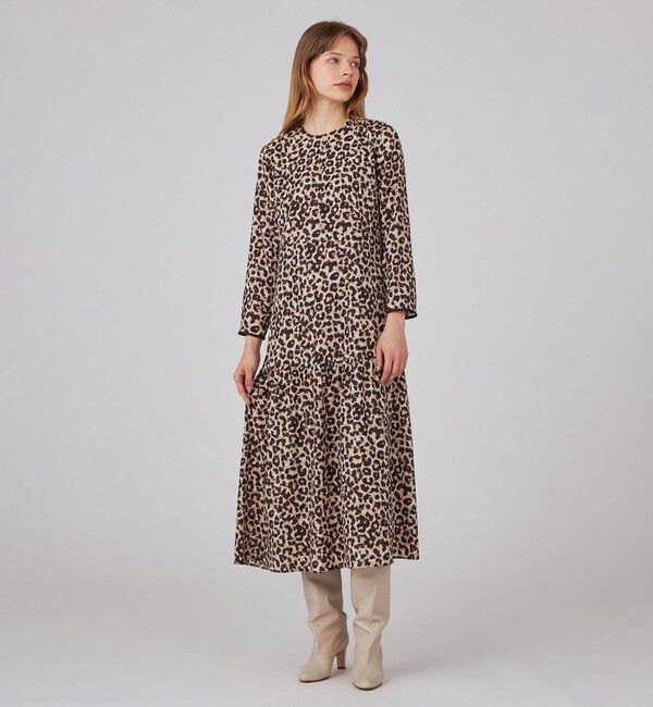 Ballsey「レオパードプリント フレアギャザーワンピース」|ワンピース|