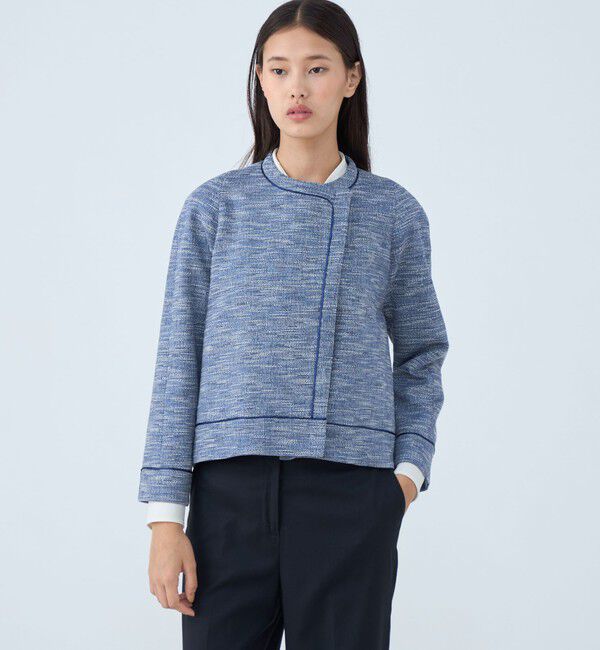 TOMORROWLAND collection「ラメツイード クルーネックジャケット」|ノーカラージャケット|