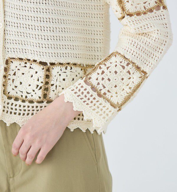 MACPHEE「ギマクロシェ シャツカラーカーディガン」|カーディガン|