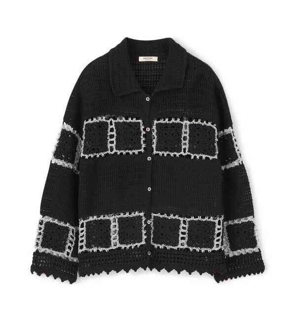 MACPHEE「ギマクロシェ シャツカラーカーディガン」|カーディガン|17 ブラック