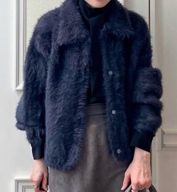 Ballsey「フェザーヤーン ステンカラーカーディガン」|カーディガン|17 ダークグレー