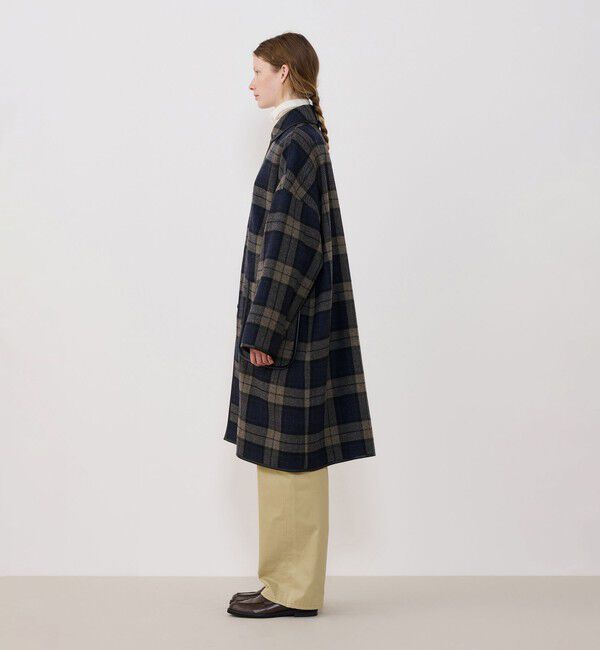GALERIE VIE「タータンウールツイード バルカラーコート」|ステンカラーコート|