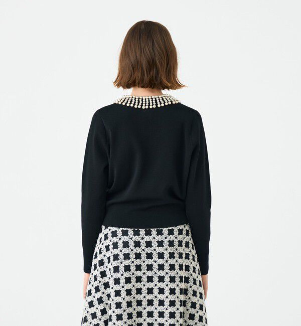 Ballsey「ウールポリエステルパールコンビ クルーネックカーディガン」|カーディガン|