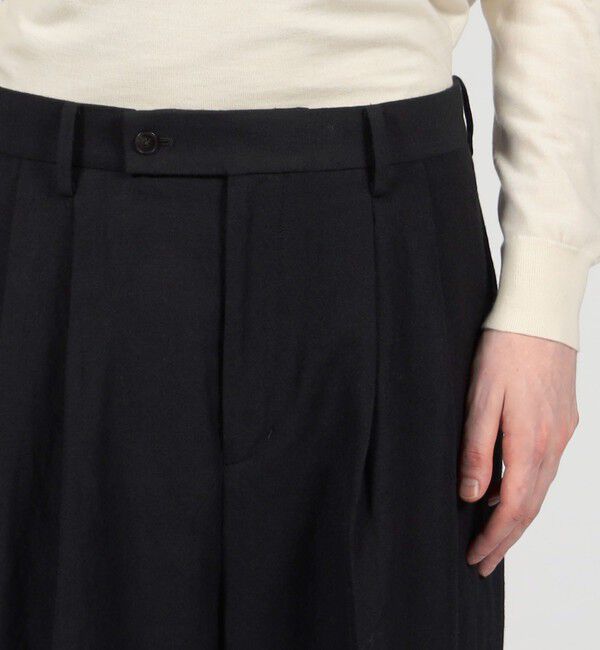 TOMORROWLAND MENS「ウールリネンコットン 2タックワイドストレートパンツ」|スラックス|