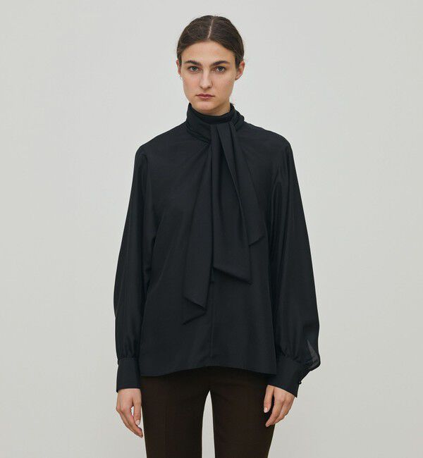 DES PRES「シルクハブタエ ボリュームタイブラウス」|シャツ・ブラウス|