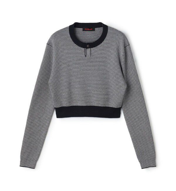 CABaN「コットンカシミヤ ヘンリーネッククロップドプルーバー」|ニット・セーター|68 ネイビー系