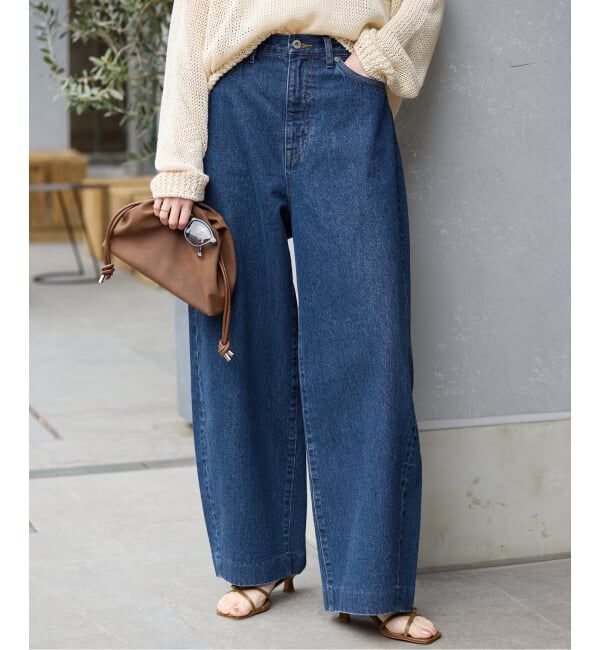 SLOBE IENA「LE DENIM カーブバギーデニムパンツ」|デニム|ブルー