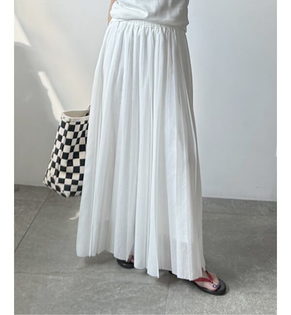 SLOBE IENA「《WEB限定/追加予約》PEボイルプリーツスカート」|スカート|ホワイト