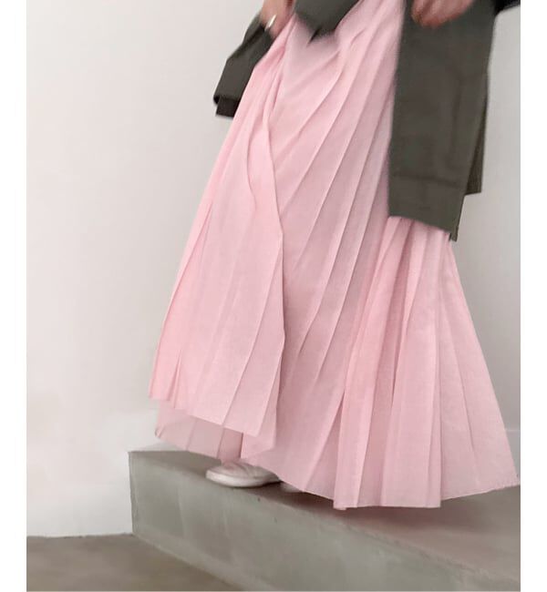 SLOBE IENA「《WEB限定/追加予約》PEボイルプリーツスカート」|スカート|ピンク