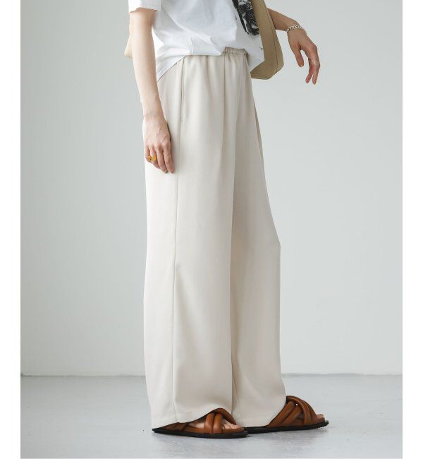 NOBLE「【洗える】ライトジョーゼットドレープパンツ」|スラックス|