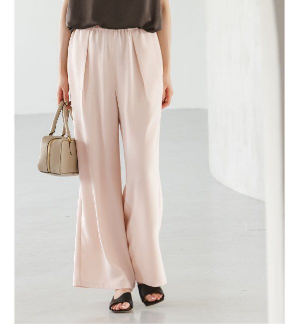 NOBLE「【洗える】ライトジョーゼットドレープパンツ」|スラックス|
