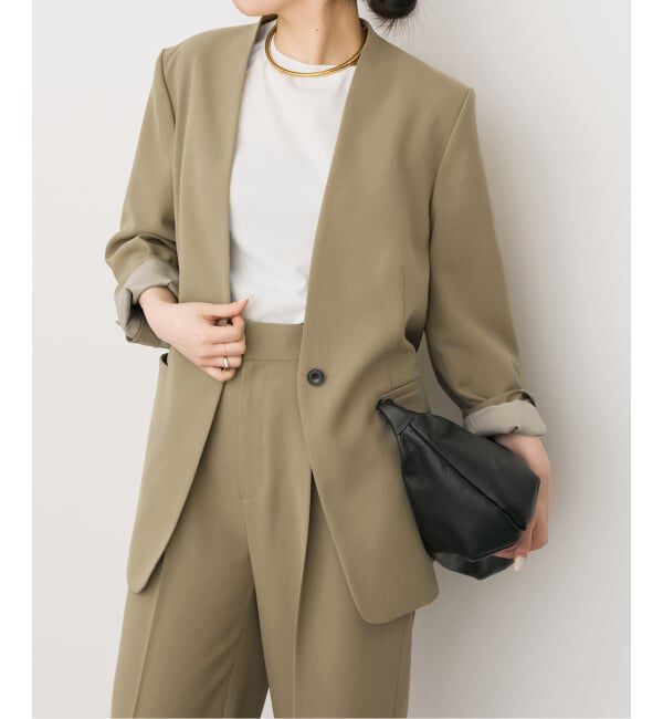 Spick and Span「トロストレッチVカラージャケット」|ノーカラージャケット|