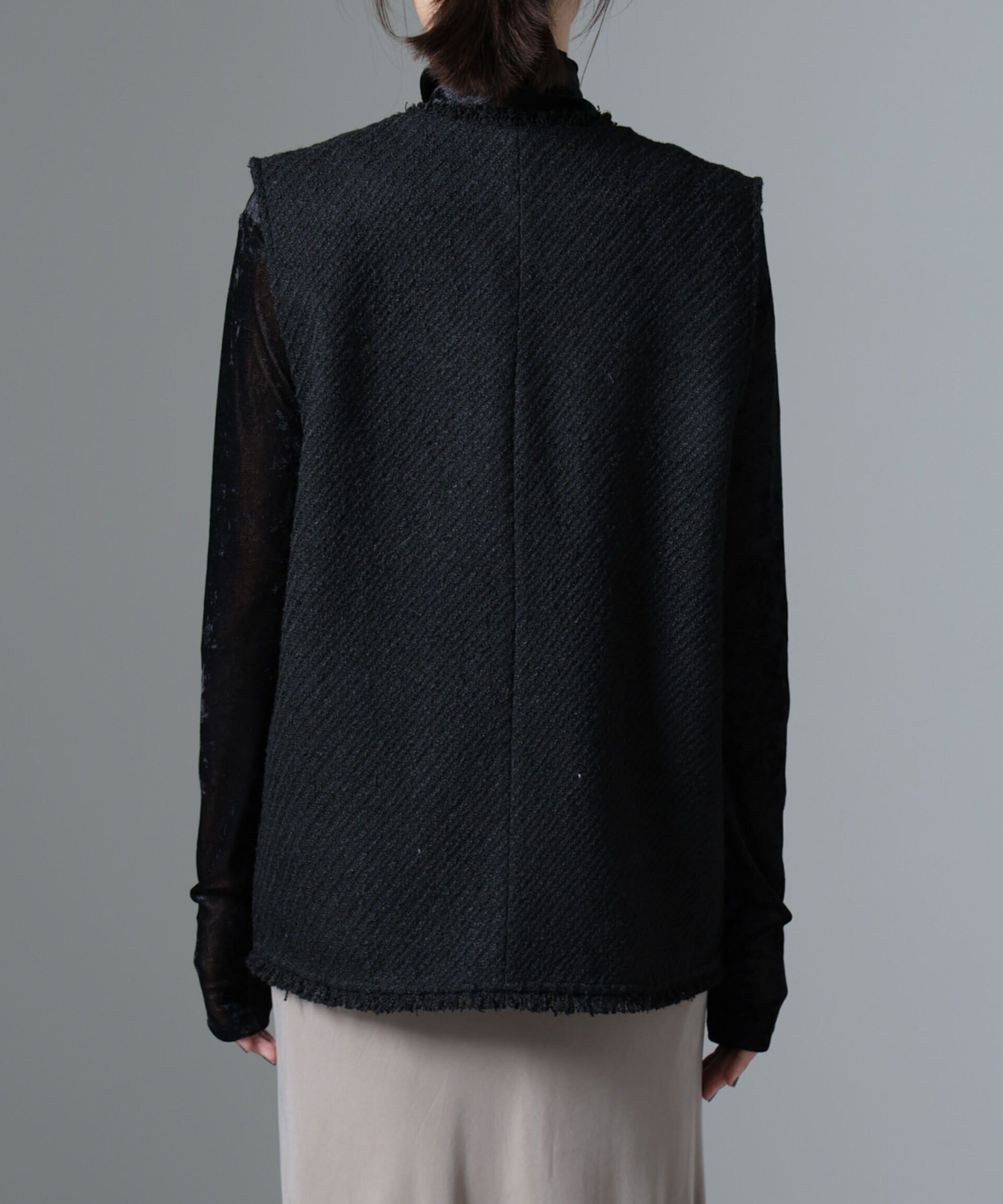 nano･universe「フリンジツイードベスト」|テーラードジャケット|