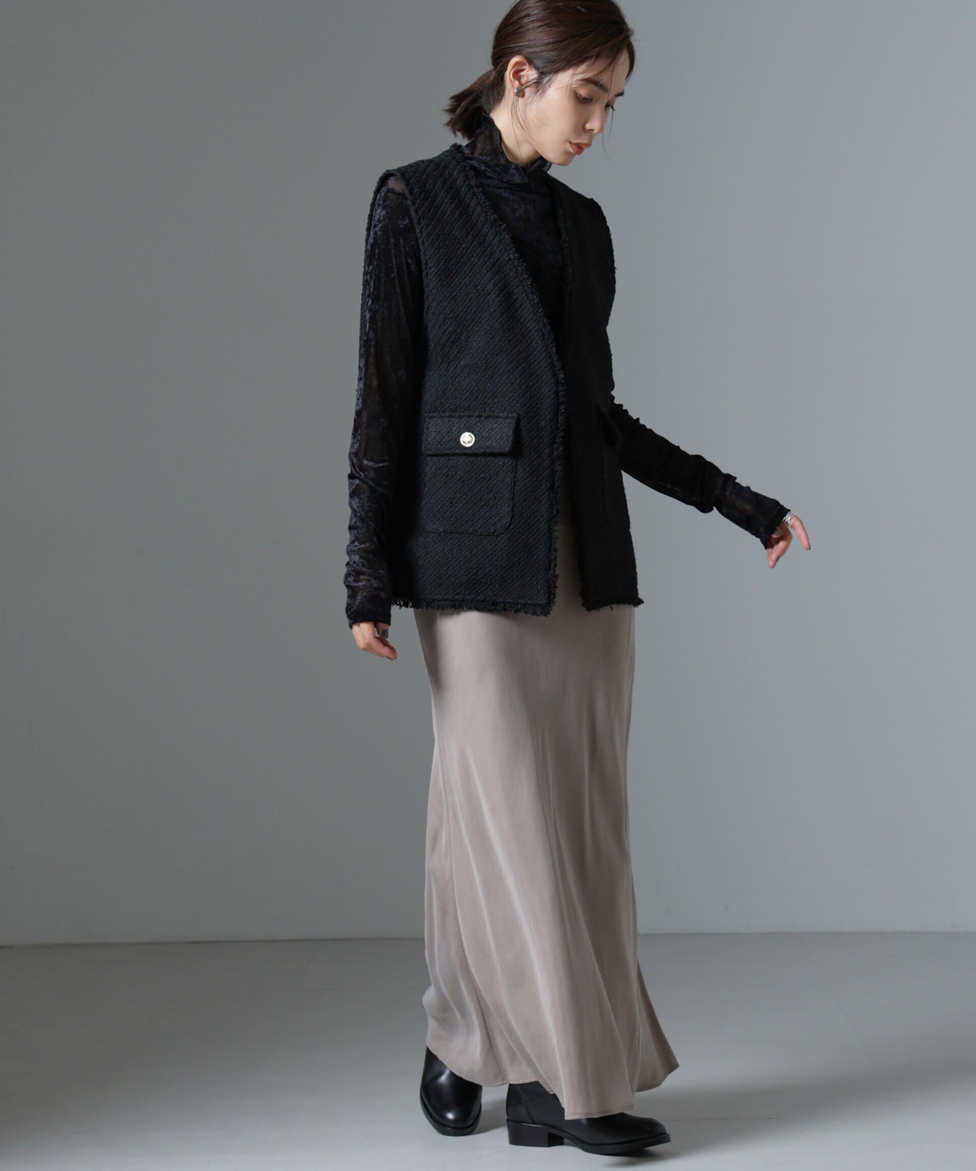 nano･universe「フリンジツイードベスト」|テーラードジャケット|