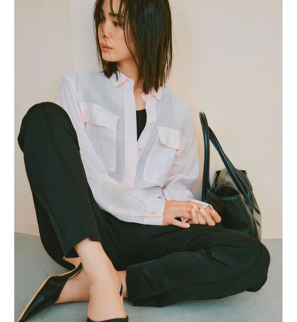 BEIGE,「【洗える・Precious 6月号掲載】PAULINE / ビックポケットドロストリネンブラウス」|シャツ・ブラウス|Light Pink