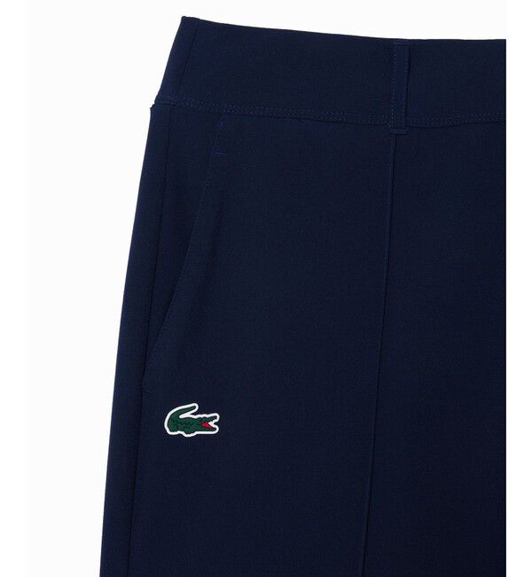 LACOSTE「UPF30+ UVカット センタークリース ストレッチテーパードスリムパンツ / ゴルフパンツ」|チノ|