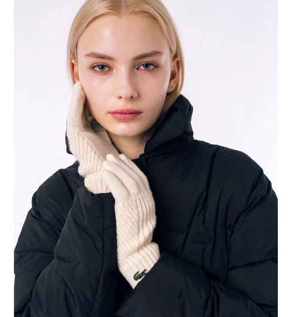 LACOSTE「コンビ・ニッティンググローブ」|手袋|オフホワイト