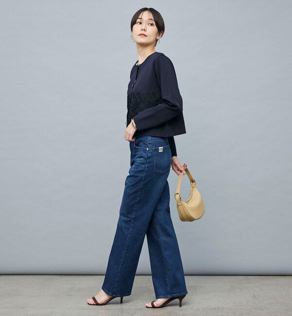 NOLLEY'S「レース付きクルーネックカーディガン」|カーディガン|