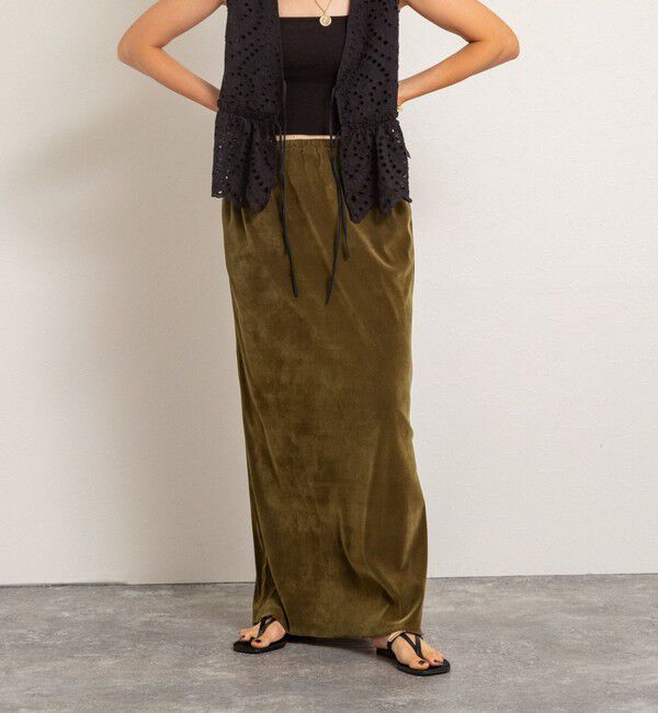 MAQWEL「【MAQWEL/マクウェル】ウォッシャブルベロアロングスカート」|スカート|