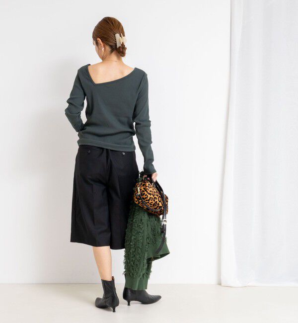 Rie Miller「ウォッシャブルリブカットアウト2WAYロンT」|Tシャツ・カットソー|