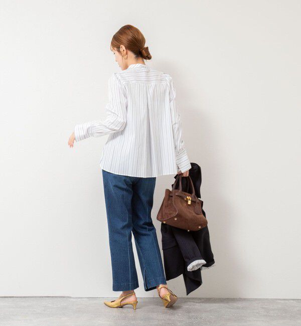 NOLLEY'S「【MARILYN MOON/マリリーンムーン】タックフリルストライプブラウス」|シャツ・ブラウス|