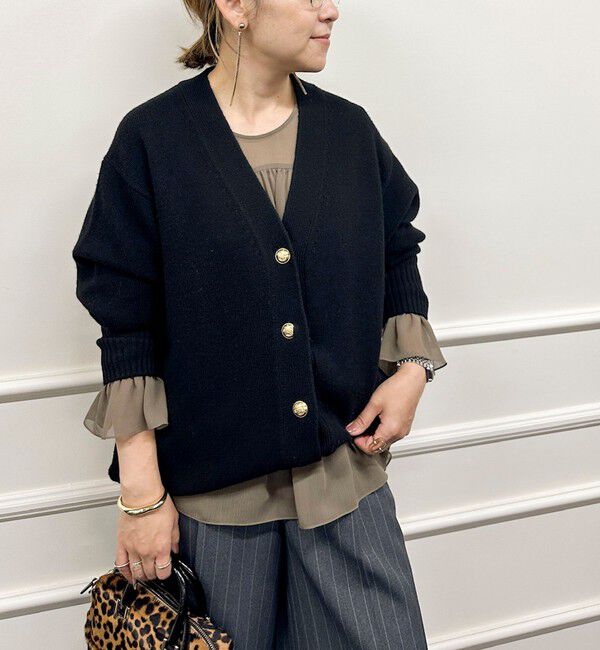 NOLLEY'S「【WEB限定アイテム】2WAY長めVネックカーディガン」|カーディガン|ブラック