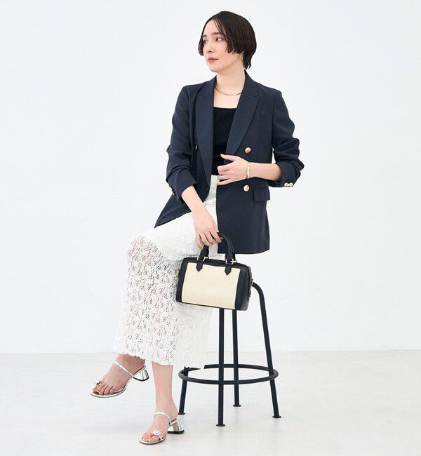 NOLLEY'S sophi「《セットアップ対応》ウォッシャブルスラブオックスダブルジャケット」|テーラードジャケット|ネイビー