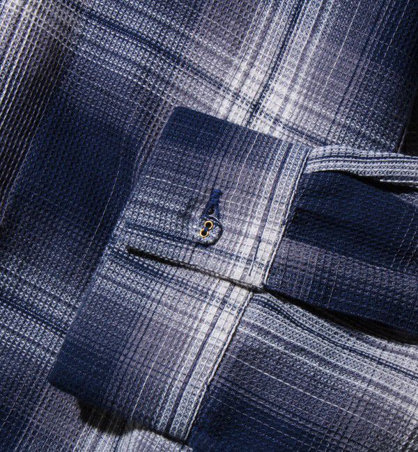 GLOSTER「【残暑にも快適なさらっとシャツ】ワッフルチェック ロングスリーブシャツ オンブレチェック」|シャツ・ブラウス|