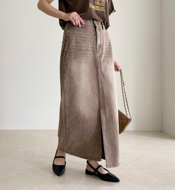 fredy emue「デニムタイトスカート」|スカート|ブラウン