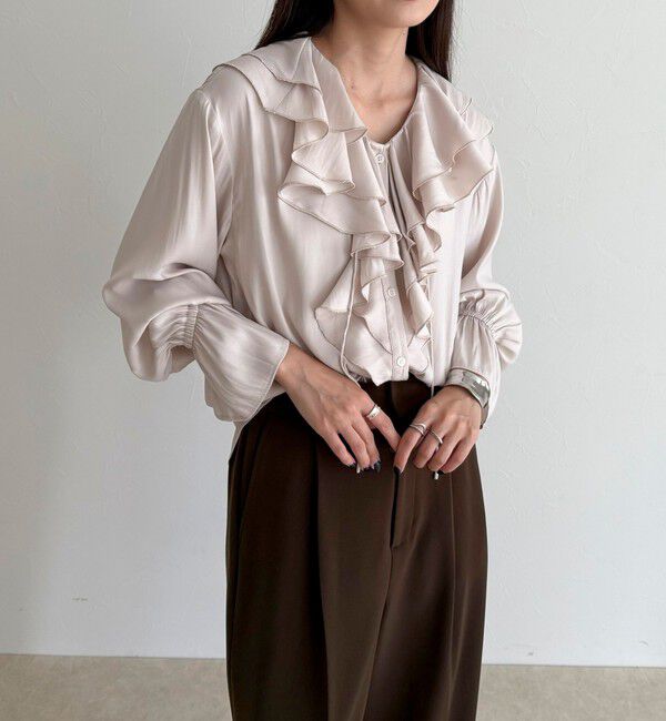 fredy emue「ボリュームフリル前開きブラウス」|シャツ・ブラウス|