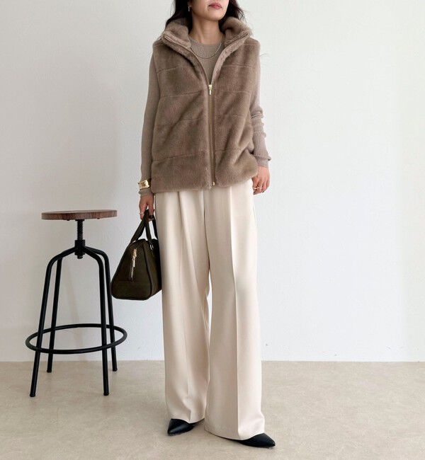 fredy emue「ボーダーキルトファーベスト」|ダウンベスト・ベスト|