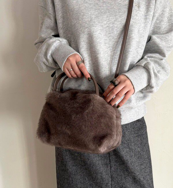 fredy emue「ミンク風2WAYボックストートバッグ」|ショルダー・メッセンジャー|