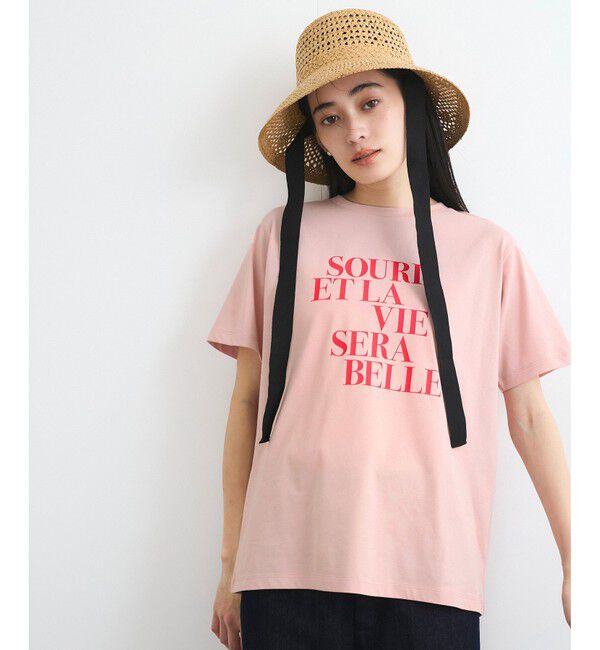 VIS「【接触冷感/洗える】アソートロゴプリントTシャツ」|Tシャツ・カットソー|ピンク(63)