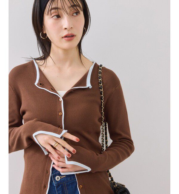 VIS「【WEB/一部店舗限定】配色メローバイカラーカーディガン」|カーディガン|