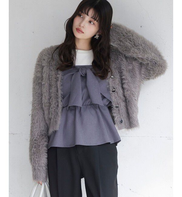 VIS「ラビットライクVネックカーディガン/イージーケア・WEB限定カラー」|カーディガン|グレーサブ(09)