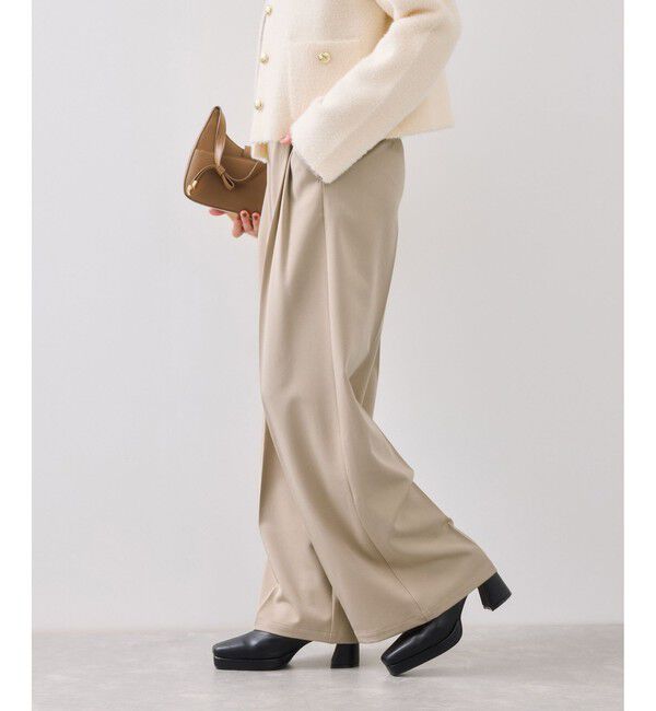 VIS「ベルトディテールタックワイドパンツ/イージーケア」|チノ|