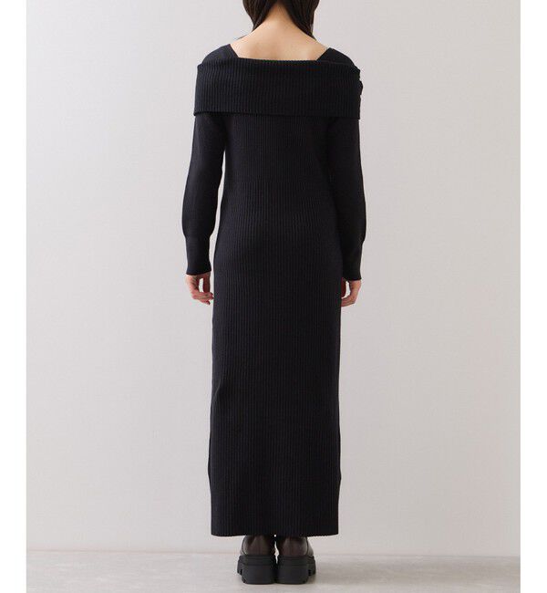 VIS「アシメオフショルリブニット美シルエットワンピース/着丈が選べる」|ワンピース|
