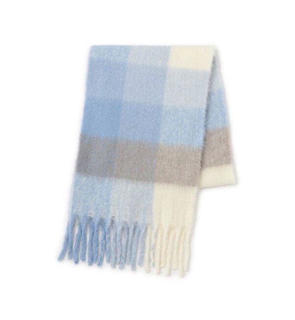 VIS「ふわふわフリンジチェックマフラー/静電気防止」|マフラー|