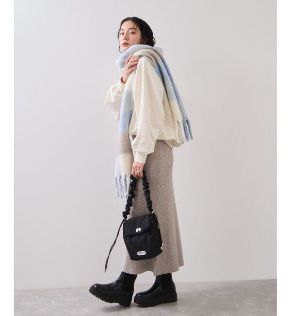 VIS「ふわふわフリンジチェックマフラー/静電気防止」|マフラー|