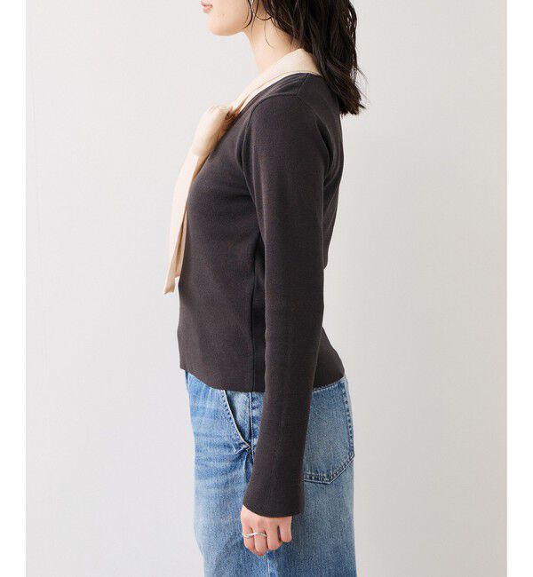 VIS「バイカラーリボンドッキングニット」|ニット・セーター|